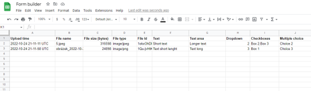 Spreadsheet structure