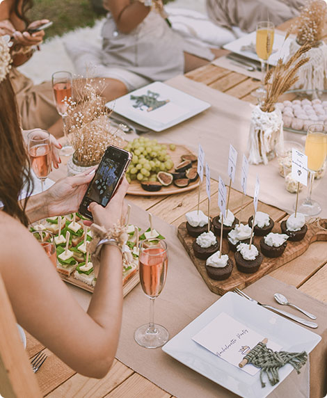 taking photos on the wedding reception